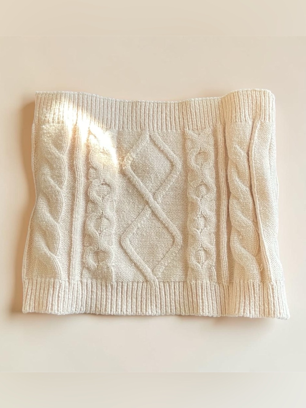 Cream Tan Brown Cable Knit Women’s Sweater Tube Top